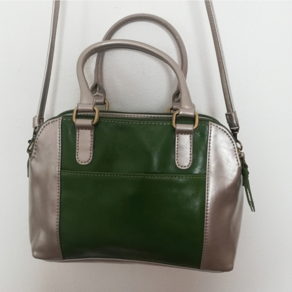 Aurielle Green Silver Gray Genuine Leather Crossbody Bag - Picture 6 of 16